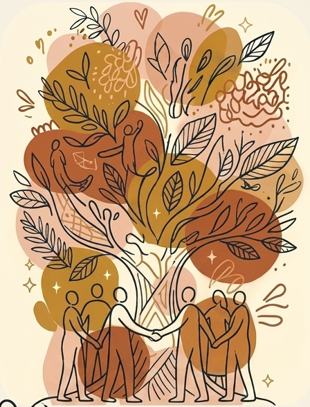 Hand-drawn editorial collage suggesting community and connection